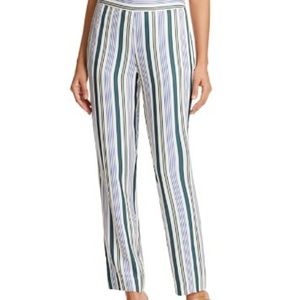 Tory Burch Villa Ivory 2 Striped Straight Leg Pant